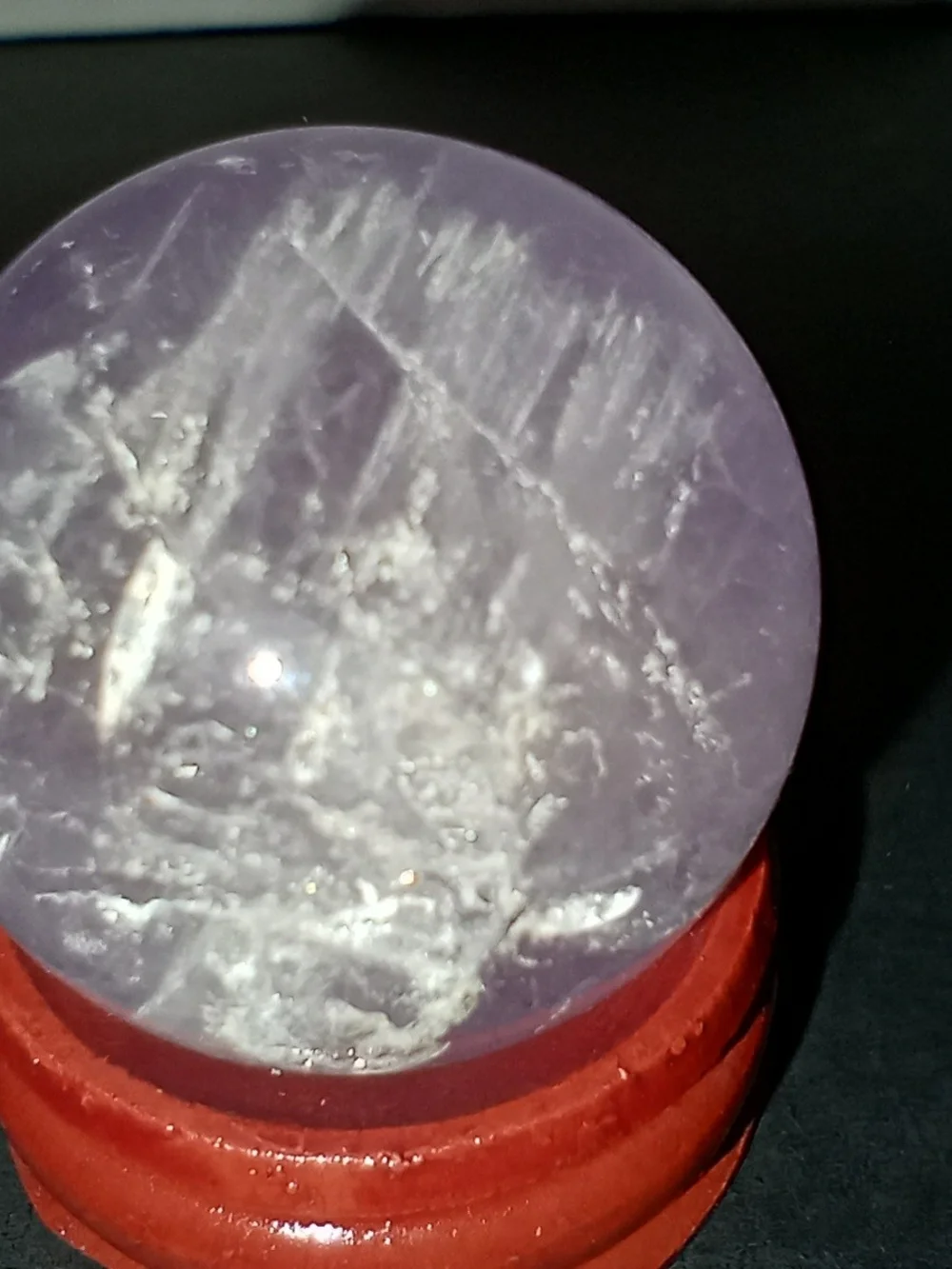 Amethyst Display Sphere with Wooden Stand - Purple Crystal Accent